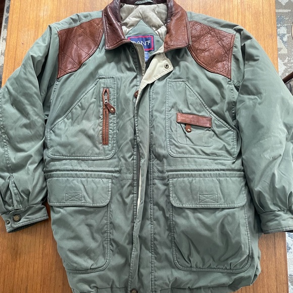 Gant Other - Men’s XL Olive Green Puffer Jacket Genuine Leather Collar Gant Jacket